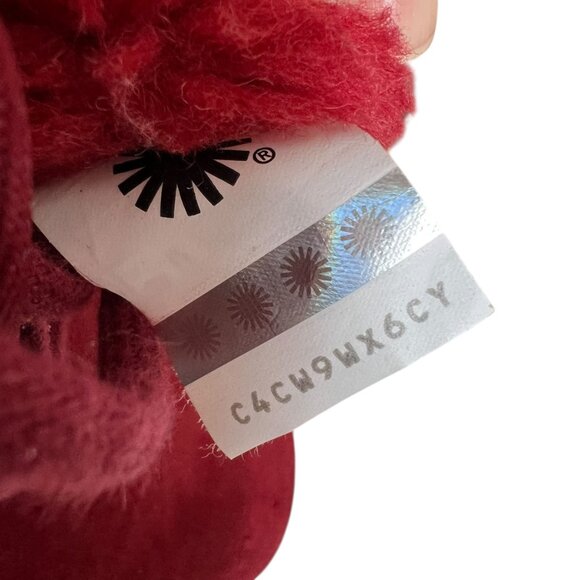 UGG Neumel Chopd boots size 9 Rich Red suede white logo lace up ankle booties - Picture 12 of 13